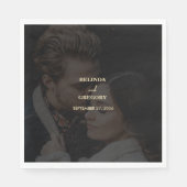 Serviette En Papier Mariage de couverture photo Black Gold moderne (Devant)