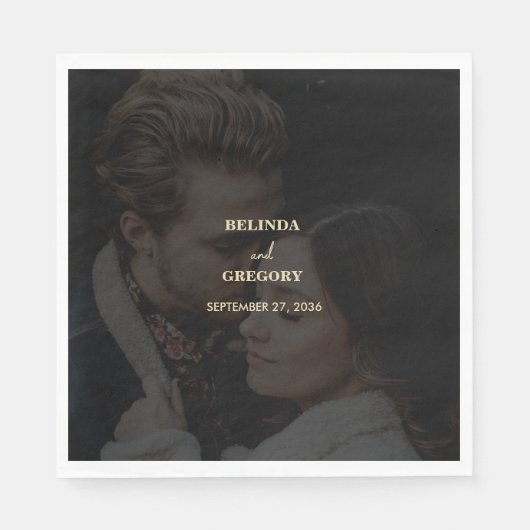 Serviette En Papier Mariage de couverture photo Black Gold moderne (Devant)