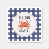 Serviette En Papier Mariage de crabe bleu En vichy (Devant)