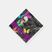 Serviette En Papier Mariage de crâne de sucre noir et gothique (Coin)