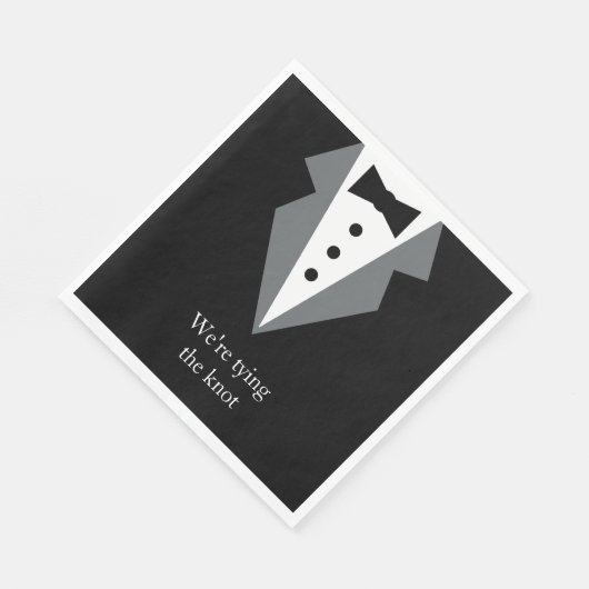 Serviette En Papier Mariage de Cravate noire Tuxedo (Coin)