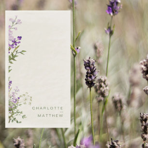 Serviette En Papier Mariage de crème de lavande verte simple