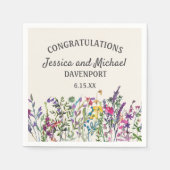 Serviette En Papier Mariage de crème Fleur sauvage aquarelle (Devant)