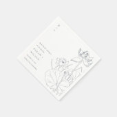 Serviette En Papier Mariage de croquis floral Nénuphar minimal (Coin)