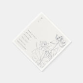 Serviette En Papier Mariage de croquis floral Nénuphar minimal (Coin)