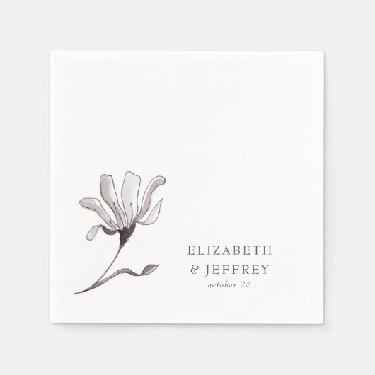 Serviette En Papier Mariage de croquis floral rustique (Devant)