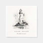 Serviette En Papier Mariage de croquis noir et blanc (Devant)