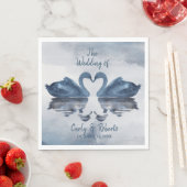Serviette En Papier Mariage de cygne bleu romantique (En situation)