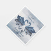 Serviette En Papier Mariage de cygne bleu romantique (Coin)