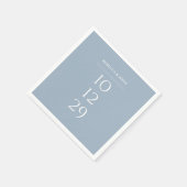 Serviette En Papier Mariage de date spéciale Dusty Blue Minimalist (Coin)