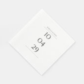 Serviette En Papier Mariage de date spéciale noir et blanc simple (Coin)