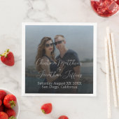 Serviette En Papier Mariage de dégradé noir photo personnalisé (En situation)