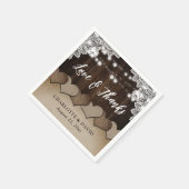 Serviette En Papier Mariage de dentelle en bois rustique (Coin)