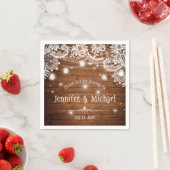 Serviette En Papier Mariage de dentelle en bois rustique Mason Jar (En situation)