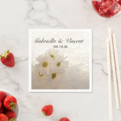 Serviette En Papier Mariage de dentelle et marguerites blanches (En situation)
