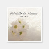 Serviette En Papier Mariage de dentelle et marguerites blanches (Devant)