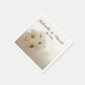 Serviette En Papier Mariage de dentelle et marguerites blanches (Coin)