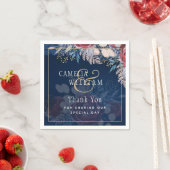 Serviette En Papier Mariage de dentelle florale bleu Bourgogne intempo (En situation)