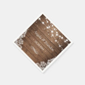 Serviette En Papier Mariage de dentelle rustique en bois Twinkle (Coin)