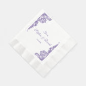 Serviette En Papier Mariage de dentelle ultra violet moderne (Coin)