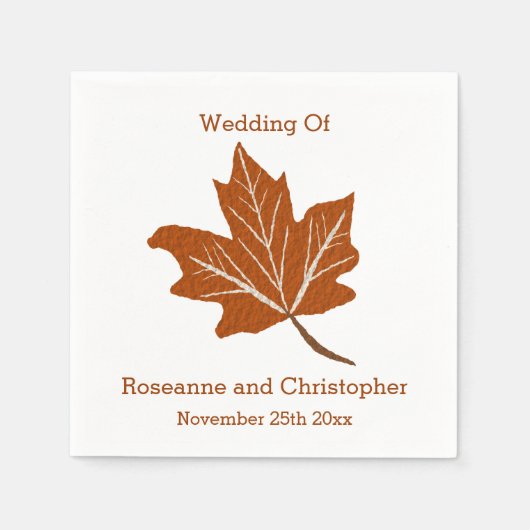 Serviette En Papier Mariage de design d'automne (Devant)