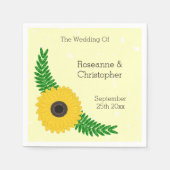Serviette En Papier Mariage de design de tournesol de couleur jaune (Devant)