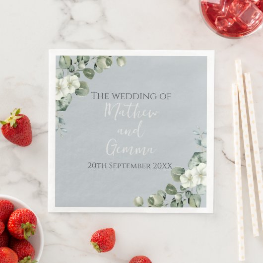 Serviette En Papier Mariage de design Eucalyptus moderne (En situation)