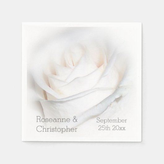 Serviette En Papier Mariage de design Rose blanche (Devant)
