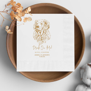 Serviette En Papier Mariage de dessin main de chien d'or Retriever