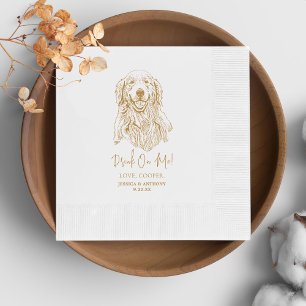 Serviette En Papier Mariage de dessin main personnalisé pour chien d'e