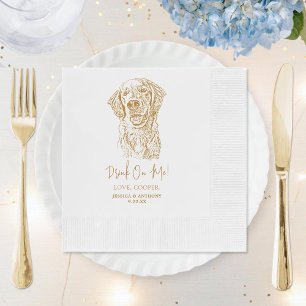 Serviette En Papier Mariage de dessin main personnalisé pour chien d'e