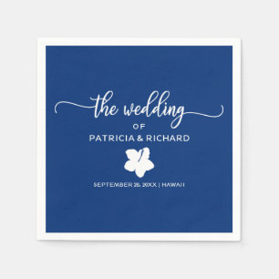 Serviette En Papier Mariage de destination aux fleurs d'Hibiscus bleu