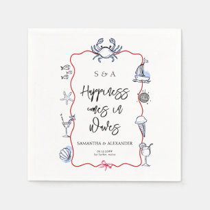 Serviette En Papier Mariage de destination côtier avec Doodle de crabe