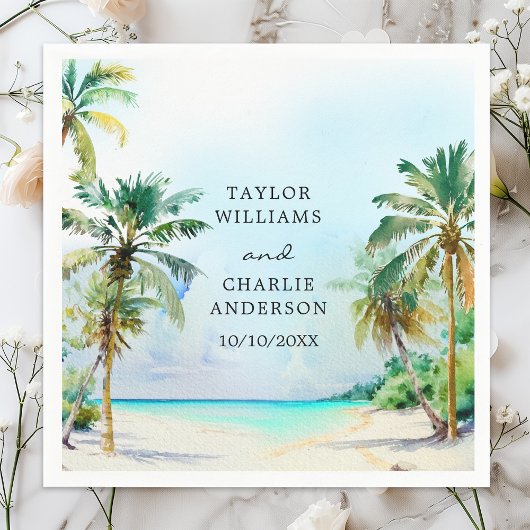 Serviette En Papier Mariage de destination de plage tropicale
