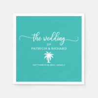 Mariage de destination Palmier sarcelle et blanc