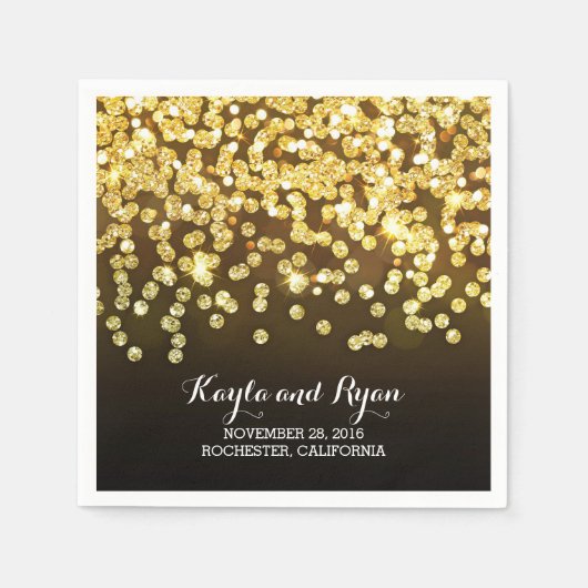 Serviette En Papier mariage de diamants or (Devant)