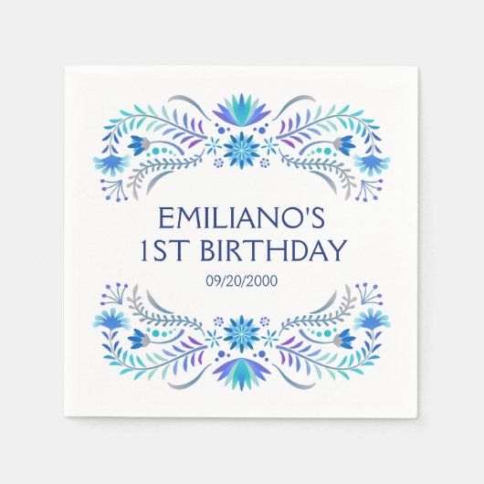 Serviette En Papier Mariage de douche Fiesta Blue Anniversaire (Devant)