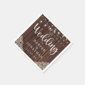 Serviette En Papier Mariage de fermière en dentelle de bois rustique (Coin)