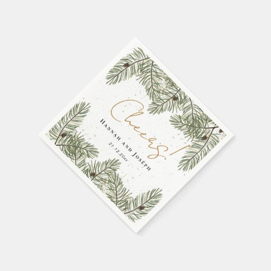Serviette En Papier Mariage de fête de Noël Pine & Or (Coin)
