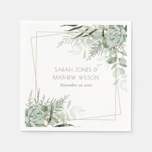 Serviette En Papier Mariage de feuillage de feuillage vert de la Ferne (Devant)