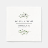 Serviette En Papier Mariage de feuillage minime d'olivier moderne (Devant)