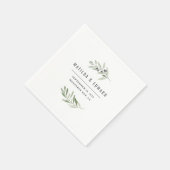 Serviette En Papier Mariage de feuillage minime d'olivier moderne (Coin)