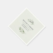 Serviette En Papier Mariage de feuillage minime d'olivier moderne (Coin)
