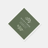 Serviette En Papier Mariage de feuillage minime d'olivier moderne (Coin)