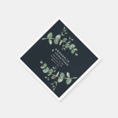 Serviette En Papier Mariage de feuillage noir chic et élégant (Coin)