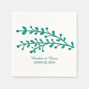 Serviette En Papier Mariage de feuillage simple vert