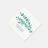 Serviette En Papier Mariage de feuillage simple vert (Coin)