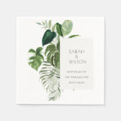 Serviette En Papier Mariage de feuillage tropical moderne Palm Green (Devant)