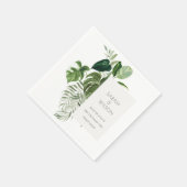 Serviette En Papier Mariage de feuillage tropical moderne Palm Green (Coin)