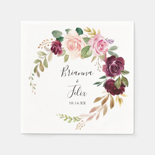 Serviette En Papier Mariage de feuillage végétal rustique (Devant)
